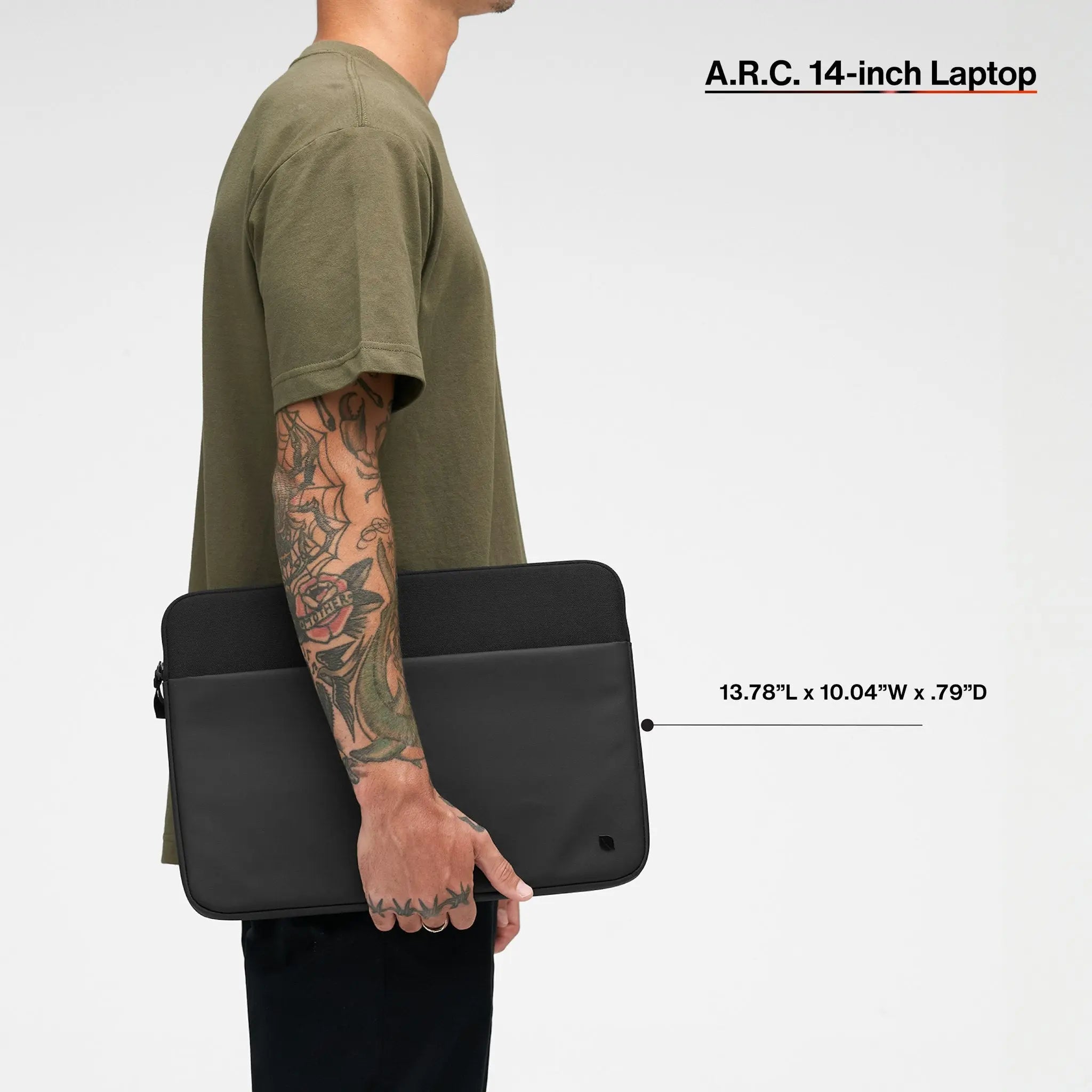 A.R.C. Sleeve with Respun 100 Recycled Polyester for 14 inch Laptop Black