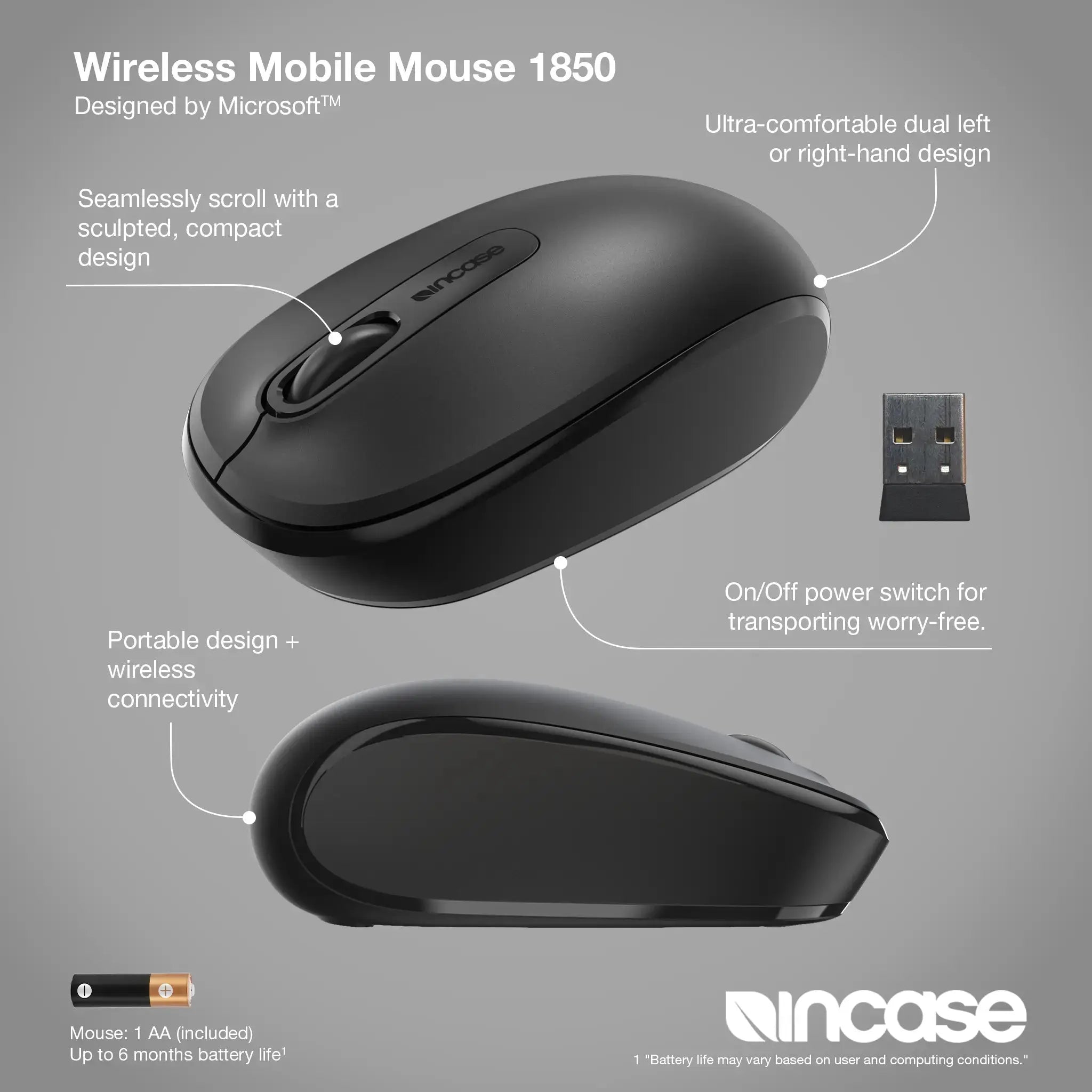 Wireless Mobile Mouse 1850 Incase-Microsoft